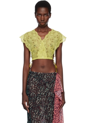 Dries Van Noten Green Lace Crop Top