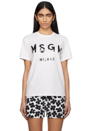 MSGM White Cotton Logo T-shirt