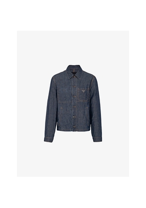 Mens Prada Branded-Plaque Chest-Pocket Cotton-Blend Jacket