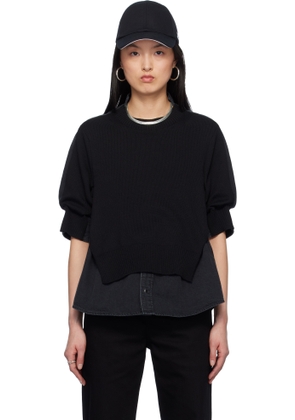 sacai Black Denim Mix Knit Pullover Sweater
