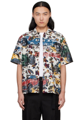sacai White Car Race Tropical Print Shirt