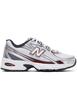 New Balance White & Burgundy 740 Sneakers