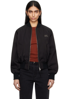 AMI Paris Black Twill Bomber Jacket