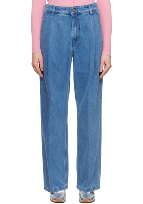 Maison Kitsuné Blue Pleated Denim Jeans