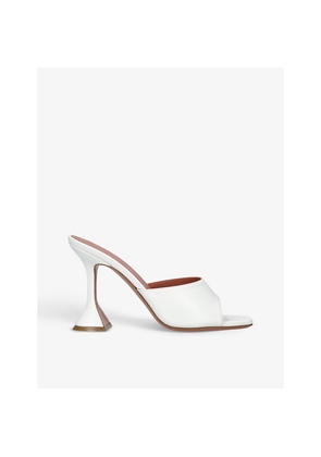 Womens Amina Muaddi Lupita Brand-Logo Leather Heeled Courts