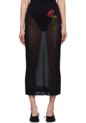 Simone Rocha Black Embellished Carnation Column Midi Skirt