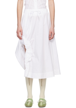 Simone Rocha White Gathered Slit Midi Skirt
