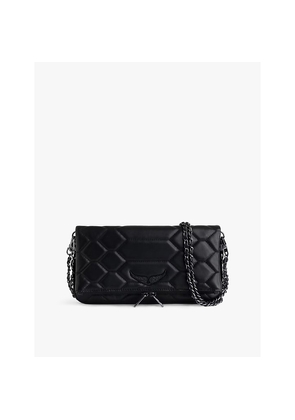 Womens Zadig&Voltaire Rock XL Quilted-Stitch Leather Clutch Bag