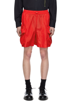 Simone Rocha Red Cargo Flap Pocket Drawstring Shorts