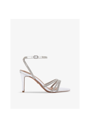 Womens KG Kurt Geiger Fancy Rhinestone-Embellished Faux-Leather Heeled Sandals