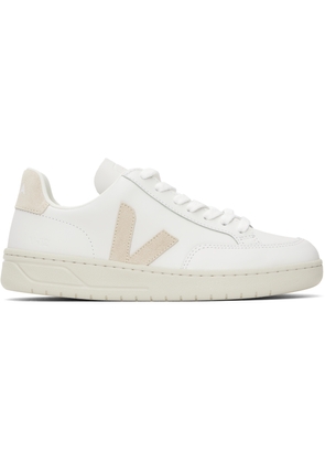 VEJA White & Beige V-12 Leather Sneakers