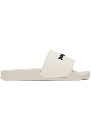 Palm Angels Beige New Logo Pool Slides