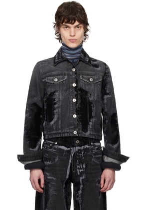 Jean Paul Gaultier Black 'The Flocked' Denim Jacket