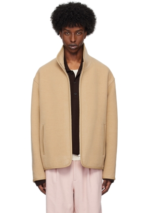 AURALEE Beige Double Cloth Heavy Pile Zip Jacket