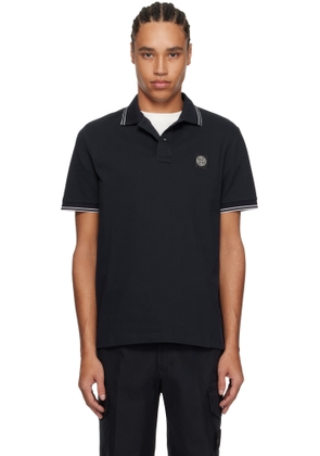 Stone Island Navy Organic Cotton Elastane Piqué Polo