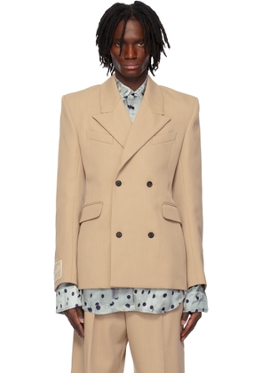 EGONlab Beige Fitted Double Breasted Blazer