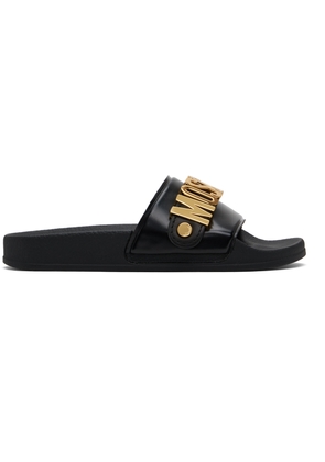Moschino Black Lettering Logo Pool Slides