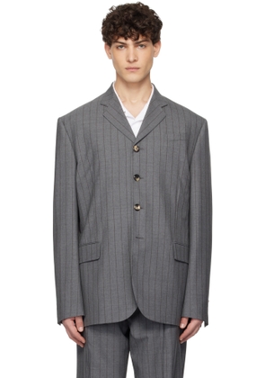Moschino Gray Wool Pinstripe Blazer