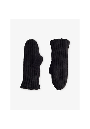 Womens UGG Brand-Patch Leather Gloves