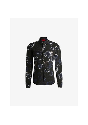 Mens Hugo Spread-Collar Print Woven Shirt