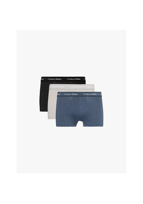 Mens Calvin Klein Logo-Waistband Pack-Of-Three Stretch-Cotton Trunks