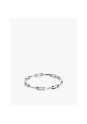 Womens Monica Vinader Signature Link Sterling-Silver and 0.27ct Brilliant-Cut Lab-Grown Diamond Bangle