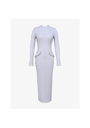 Womens House of CB Marie-Louise Turtleneck Stretch-Woven Maxi Dress