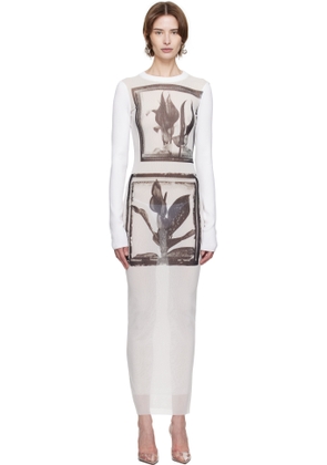 Jean Paul Gaultier White Flowers Cadres Maxi Dress