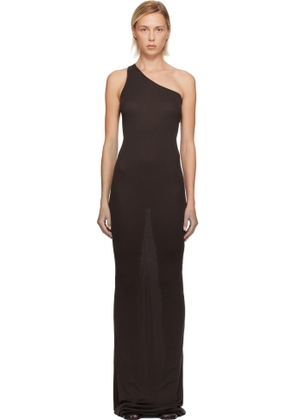 Rick Owens Lilies Brown Concordians One Shoulder Maxi Dress
