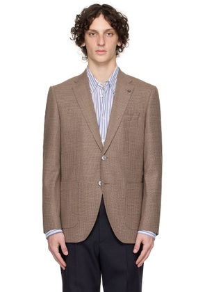 BOSS Brown Regular-Fit Patterned Wool Blend Blazer