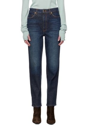 KHAITE Navy Abigail Stretch Jeans