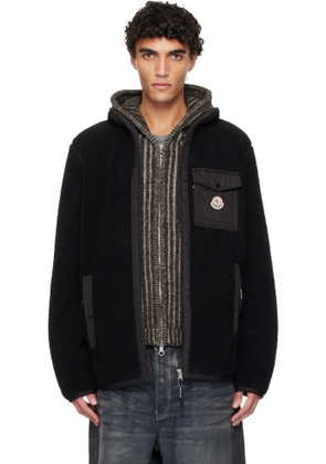 Moncler Black Teddy Pocket Zip-Up Jacket