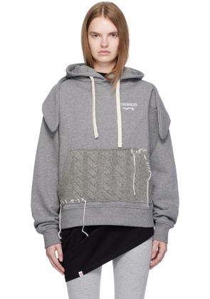 Charles Jeffrey LOVERBOY Gray Patch Rabbit Ears Hoodie