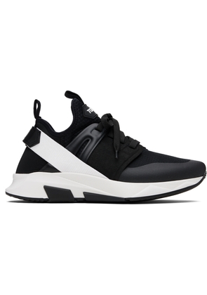 TOM FORD Black & White Neoprene Suede Jago Sneakers