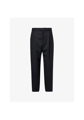 Mens Bottega Veneta Pleated Two-Slip-Pockets Wide-Leg Relaxed-Fit Wool Trousers