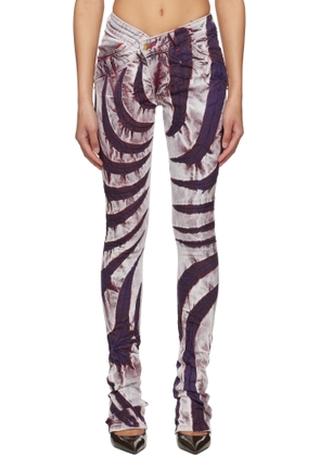 Masha Popova Purple & White V Cut Skinny Jeans