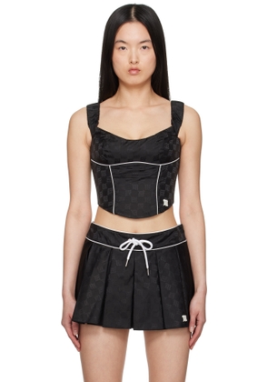MISBHV Black Monogram Nylon Corset Top