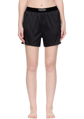 TOM FORD Black Stretch Silk Satin Boxer Shorts