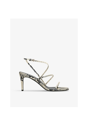 Womens Khaite Loop Snake-Print Leather Heeled Sandals