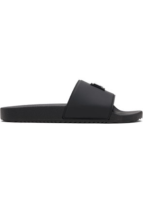 Hugo Black Contrast-Logo Strap Slides