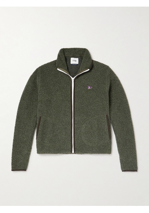 Drake's - HIM Logo-Embroidered Wool-Blend Fleece Jacket - Men - Green - XS