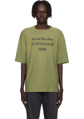 Acne Studios Green Logo Relaxed Fit T-shirt