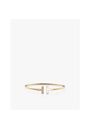Womens Tiffany & Co Tiffany T Wire 18ct Yellow-Gold, Mother-Of-Pearl and 0.11ct Brilliant-Cut Diamond Bracelet