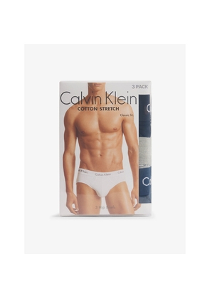 Mens Calvin Klein Hip Low-Rise Classic-Fit Pack Of Three Cotton-Jersey Briefs