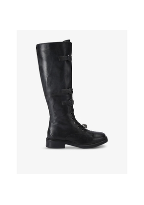 Womens Kurt Geiger London Monument Strap-Embellished Leather Knee-High Boots