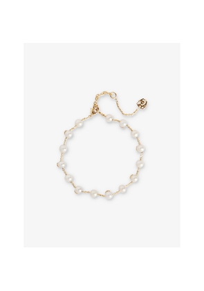 Womens Burberry Ekd Sphere Yellow Gold-Plated Brass and Pearl Bracelet