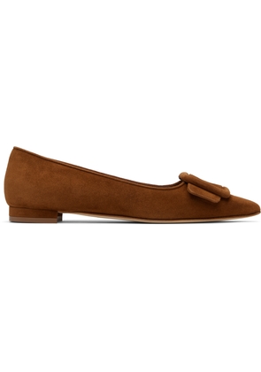 Manolo Blahnik Tan Maysale Pump Ballerina Flats