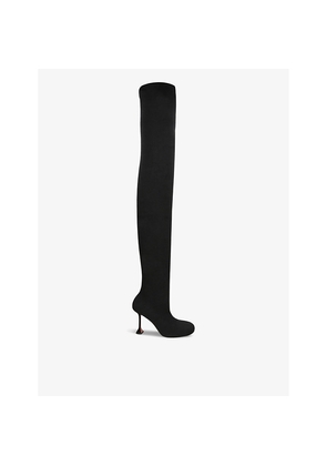 Womens Amina Muaddi Veneda Stretch Knee-Length Woven Boots