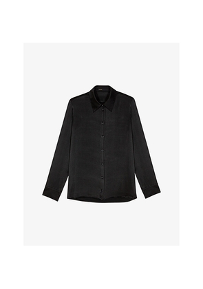 Womens Maje Relaxed-Fit Long-Sleeved Silk Shirt
