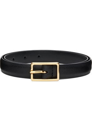Anderson's Black Skinny Saffiano Calf Leather Belt